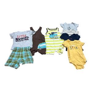 Baby Boy Clothing Lot 8 Pc Boys 6-9 Months Rompers One-piece Shirt Shorts Summer